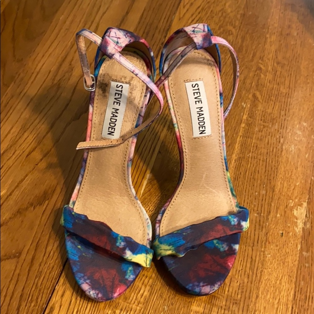 Steve Madden rainbow splatter heels